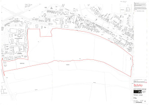 Red line boundary map of Berkeley Homes The Maples site Cranleigh