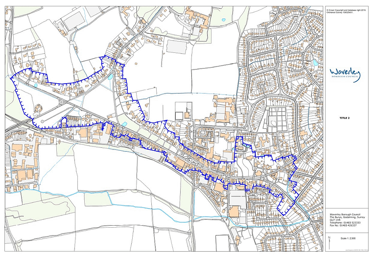 map of the Cranleigh High Street conservation area